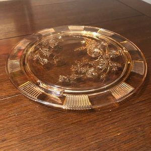 Vintage Pink Footed Cake Plate